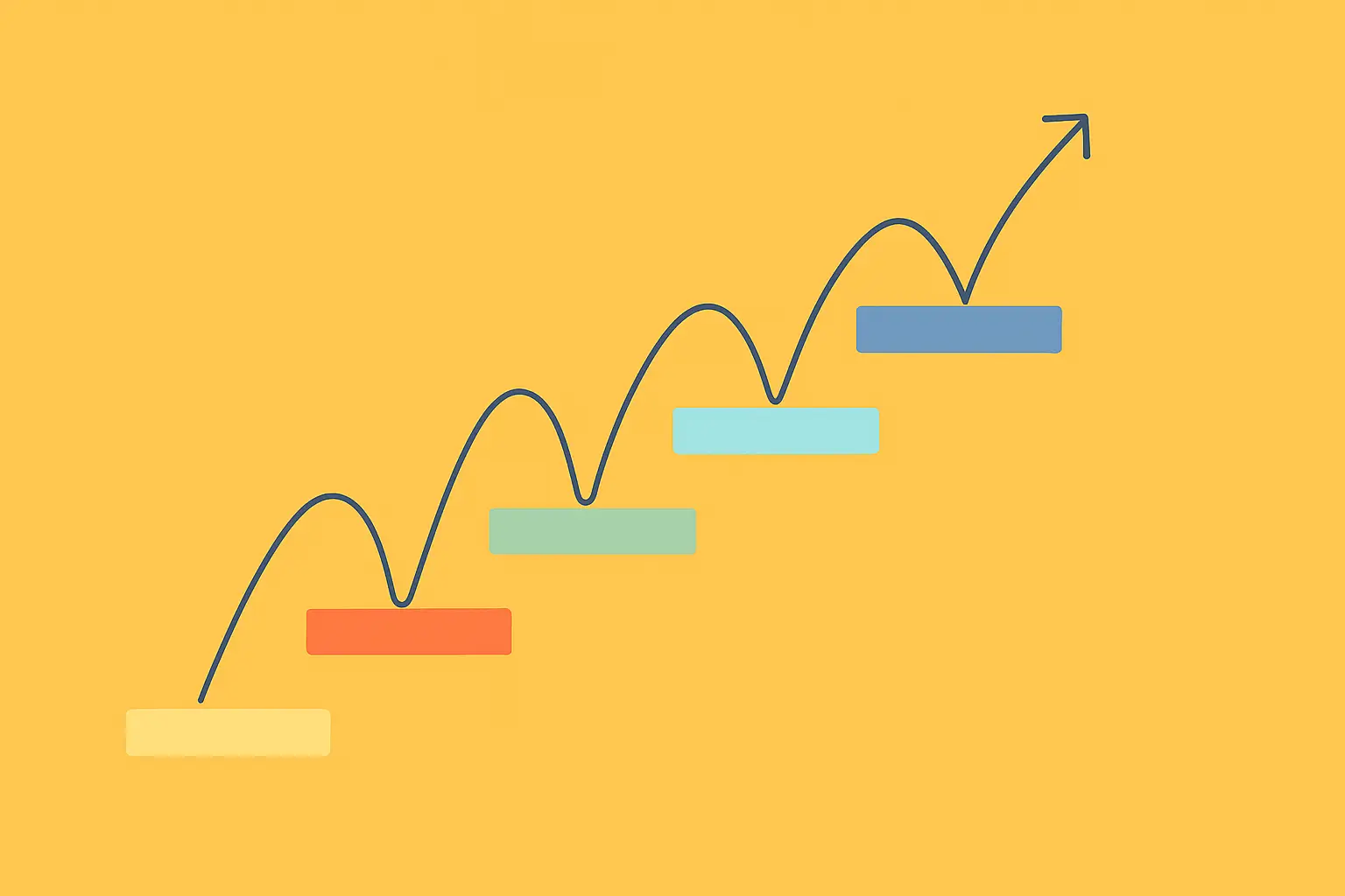 Progression étape par étape – DevSitePro Illustration représentant une évolution en étapes, symbolisant la progression ou la montée en compétence.