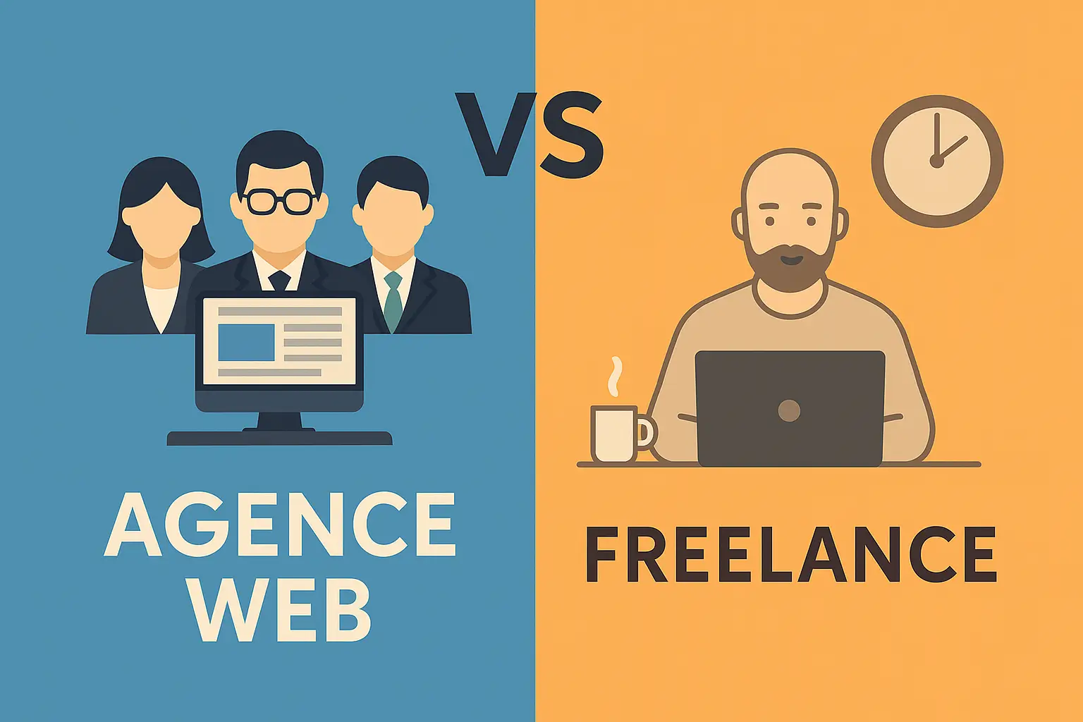 Comparatif entre agence web et freelance pour la création de site internet en 2025