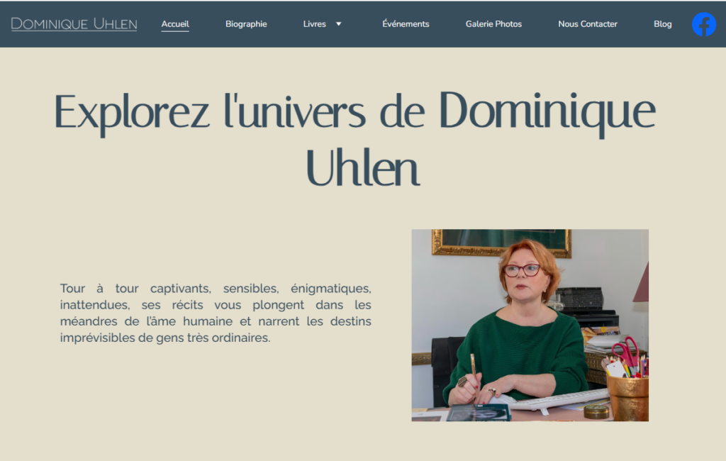 Capture d’écran du site Dominique Uhlen à Vichy avec un design épuré.