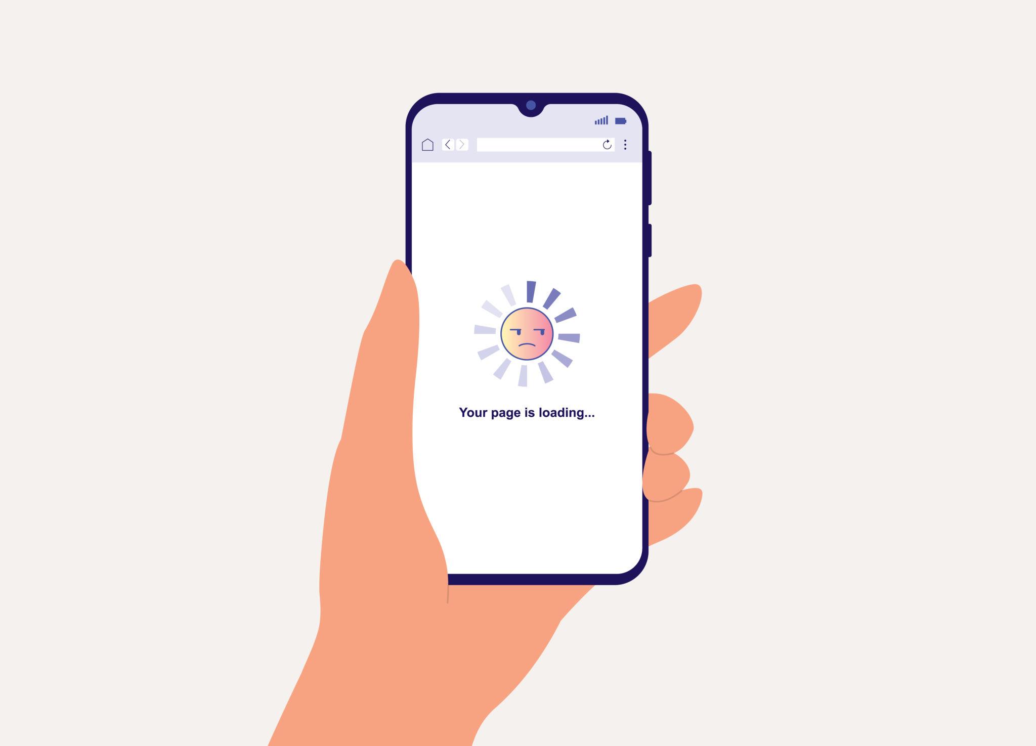 Site internet institut de beauté lent sur mobile avec chargement