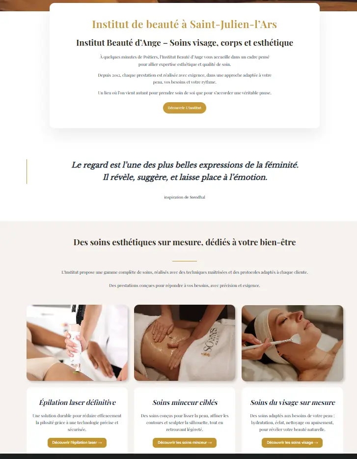 Première impression du site Institut Beauté d’Ange