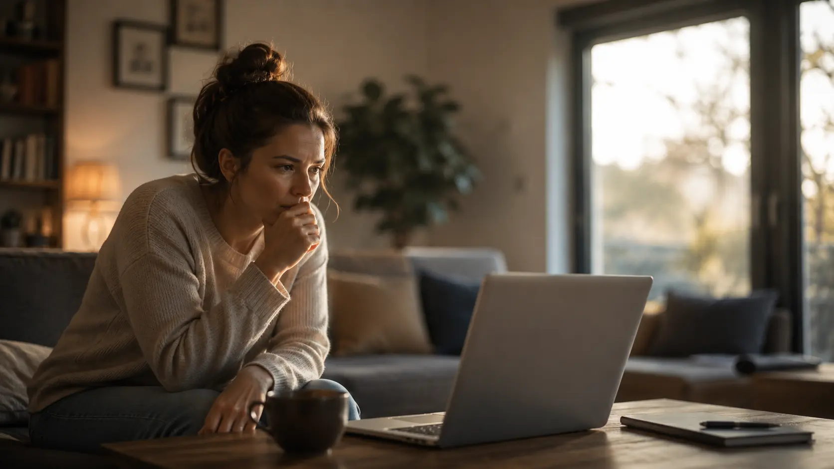 Personne hésitant avant de remplir un formulaire de contact sur un site internet
