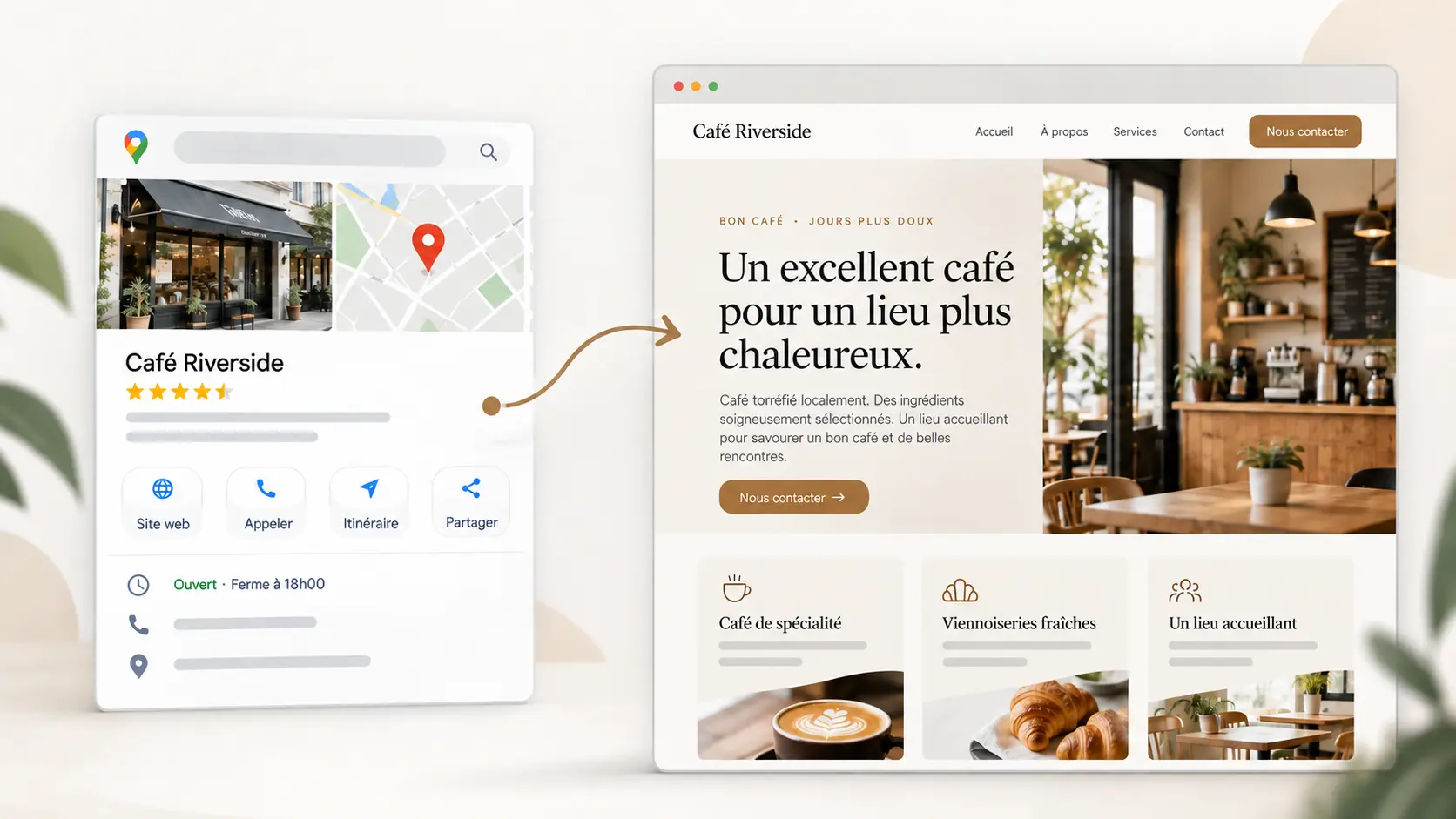 Fiche Google et site internet consultés avant une prise de contact